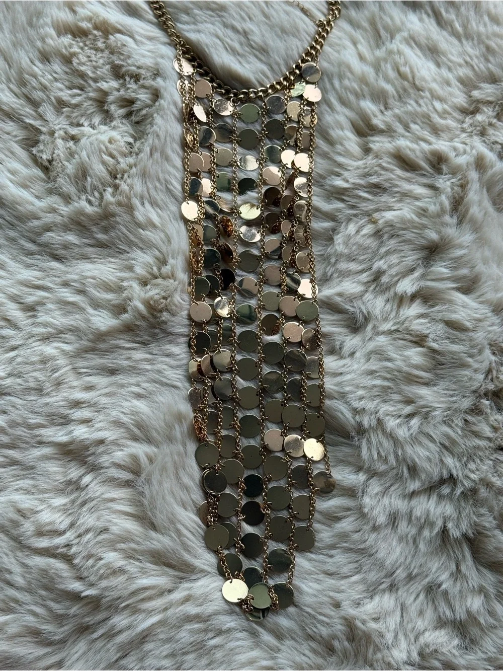 Gold Statement Disco Mesh Bib Necklace